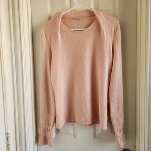 Magaschoni 100% Cashmere Baby Pink Long Sleeve Sweater Top Size Medium